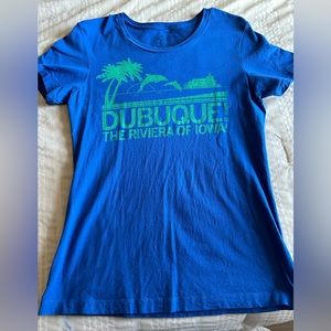 Raygun Dubuque Iowa blue women’s t shirt